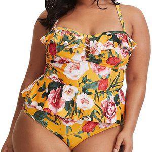Womens Plus Size Swimwear Peplum Tankini Tummy Control 2 Piece 3X Floral